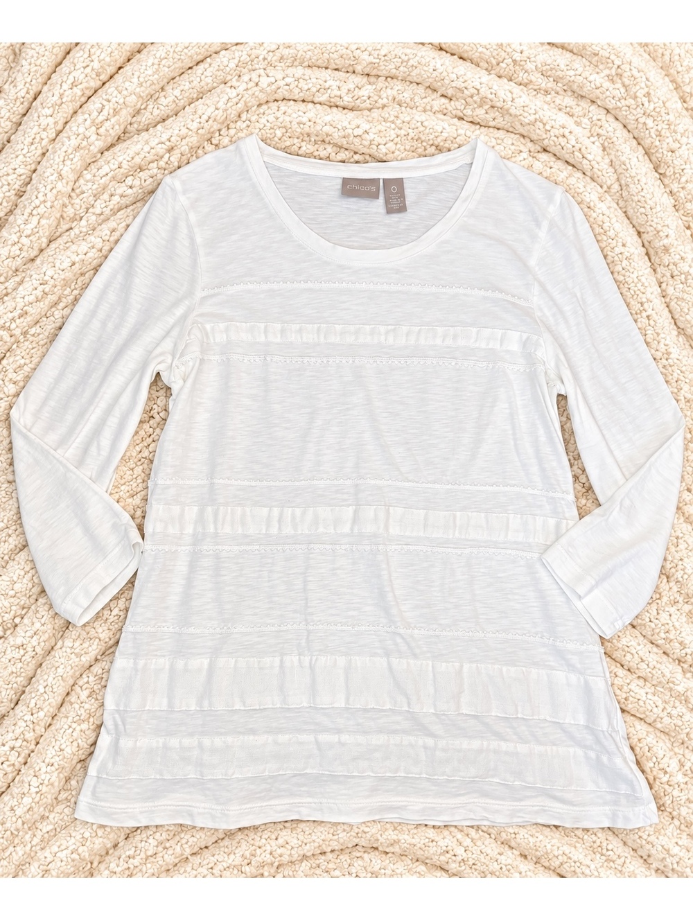 Chico's White Long Sleeve T-Shirt Size 0